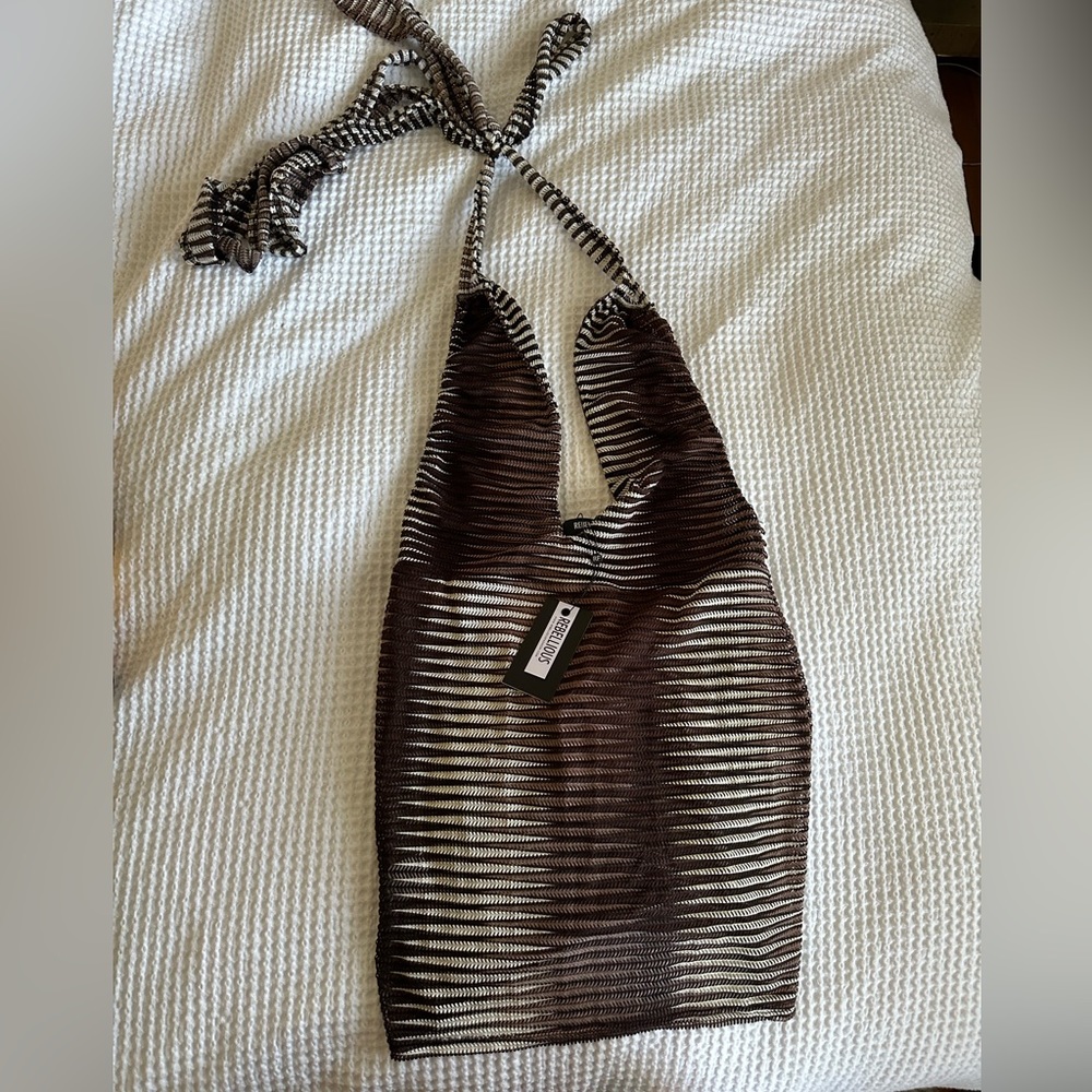 Brown Halter Mini Dress. NWT
